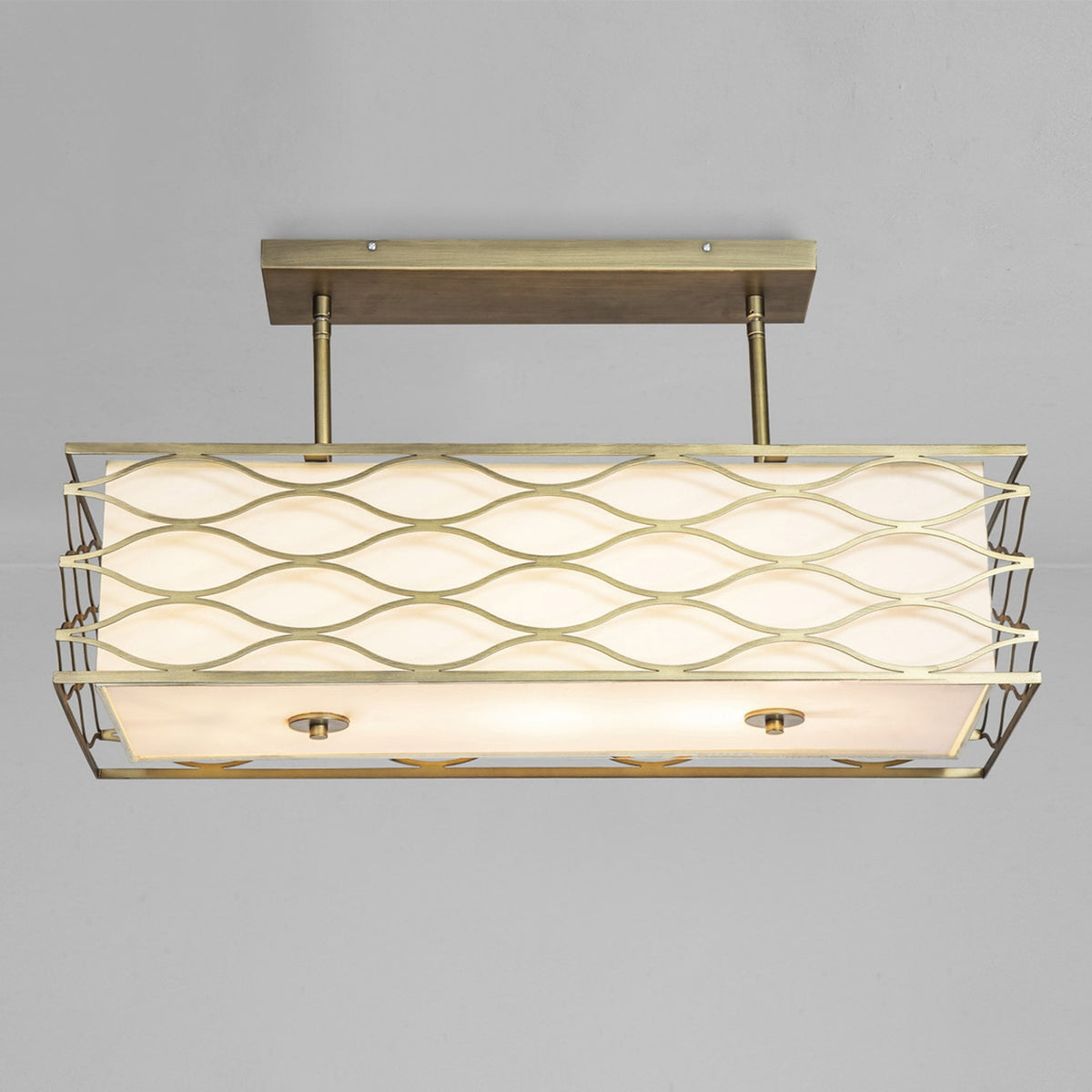 Cotleigh Rectangle Pendant Convertible to Semi Flush Light in Aged Gold