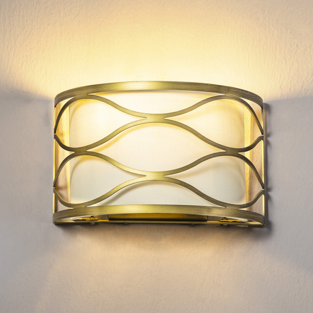 Cotleigh Wall Light Aged Gold & Fabric Shade