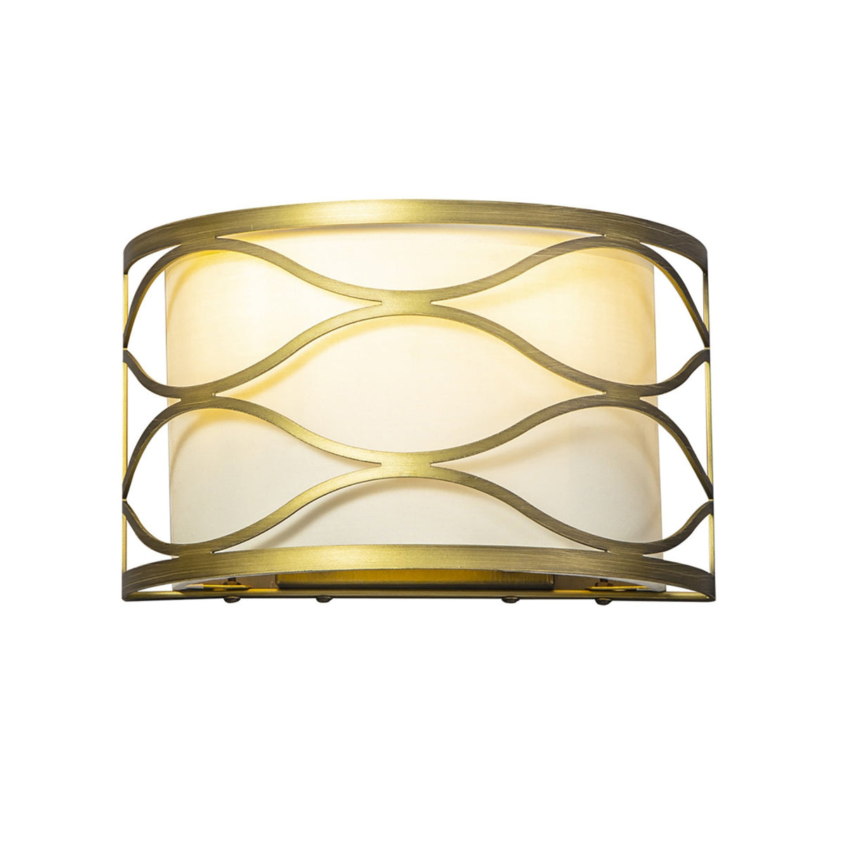Cotleigh Wall Light in Aged Gold & Cream Fabric Shade