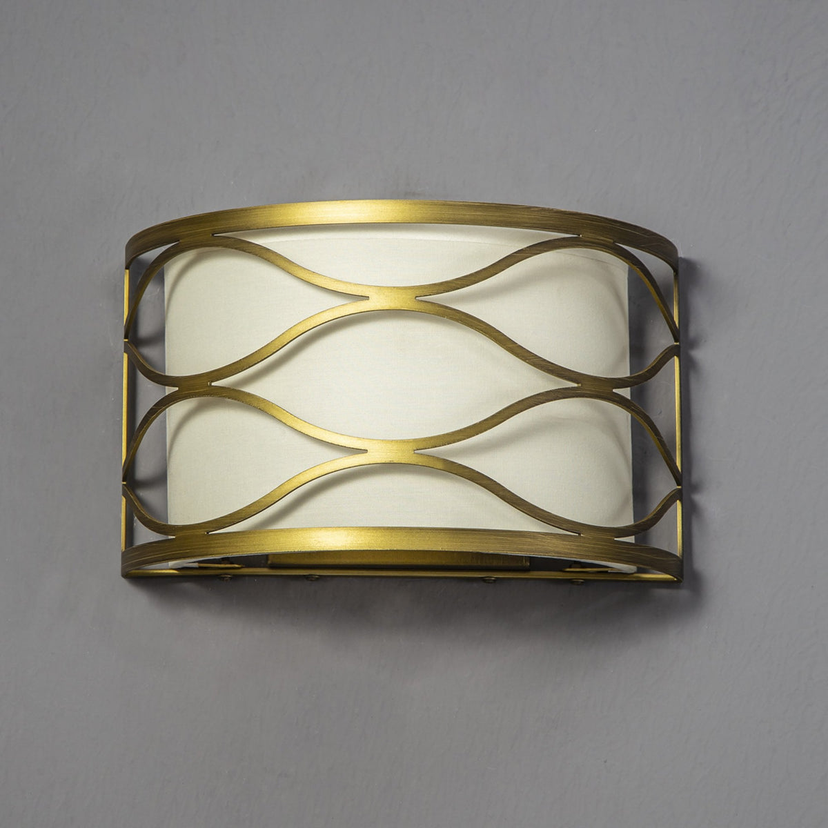 Cotleigh Wall Light in Aged Gold & Cream Fabric Shade