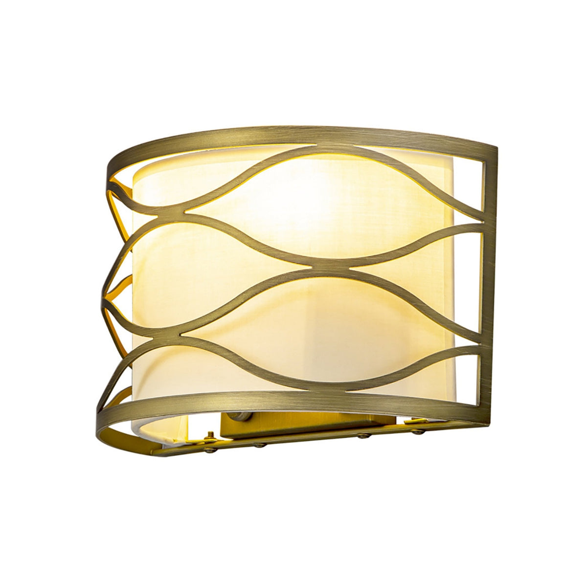 Cotleigh Wall Light in Aged Gold & Cream Fabric Shade