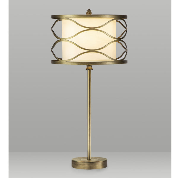 Cotleigh Table Lamp in Aged Gold & Cream Fabric Shade