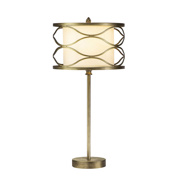 Cotleigh Table Lamp in Aged Gold & Cream Fabric Shade
