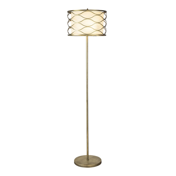 Cotleigh Floor Lamp in Aged Gold & Cream Fabric Shade