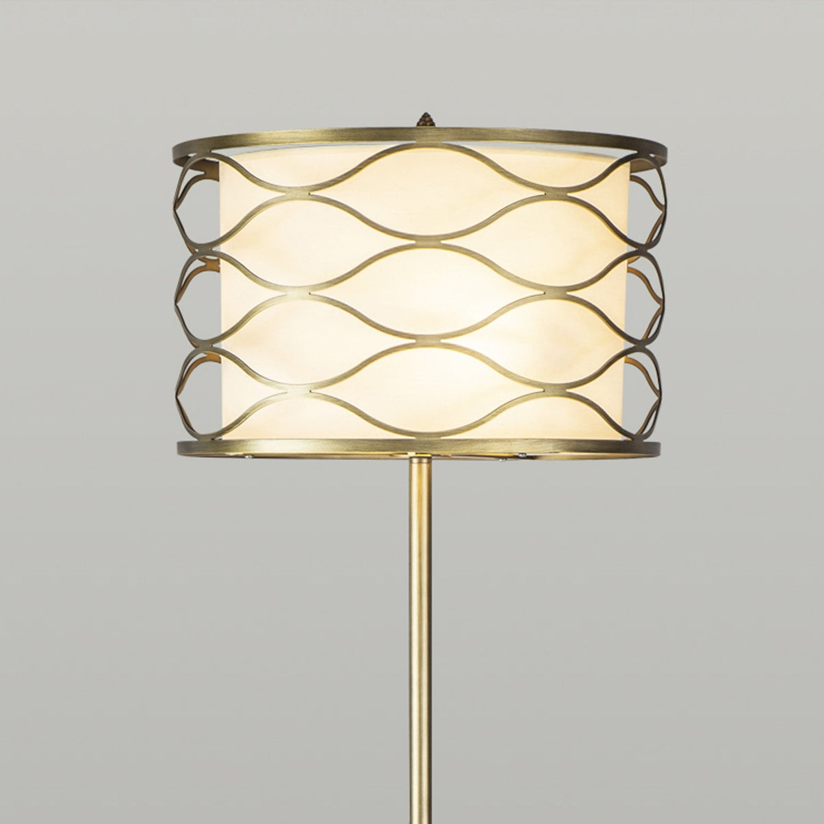 Cotleigh Floor Lamp in Aged Gold & Cream Fabric Shade