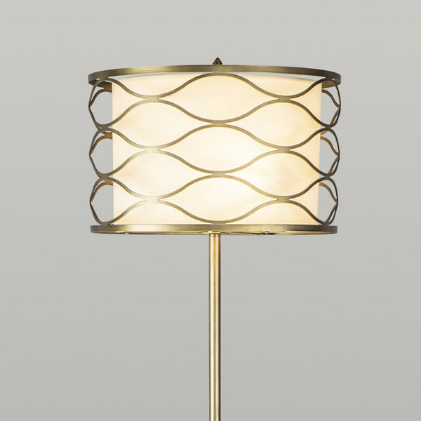 Cotleigh Floor Lamp in Aged Gold & Cream Fabric Shade