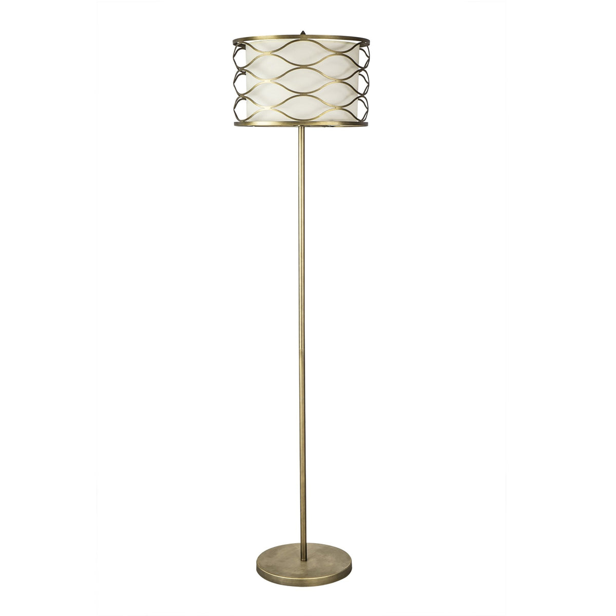 Cotleigh Floor Lamp in Aged Gold & Cream Fabric Shade