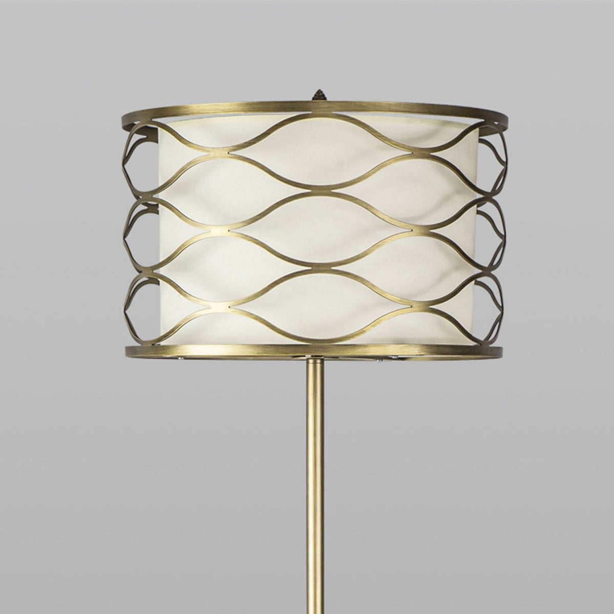Cotleigh Floor Lamp in Aged Gold & Cream Fabric Shade