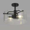 Halwell Semi Flush Ceiling Light in Sand Black with Clear Glass