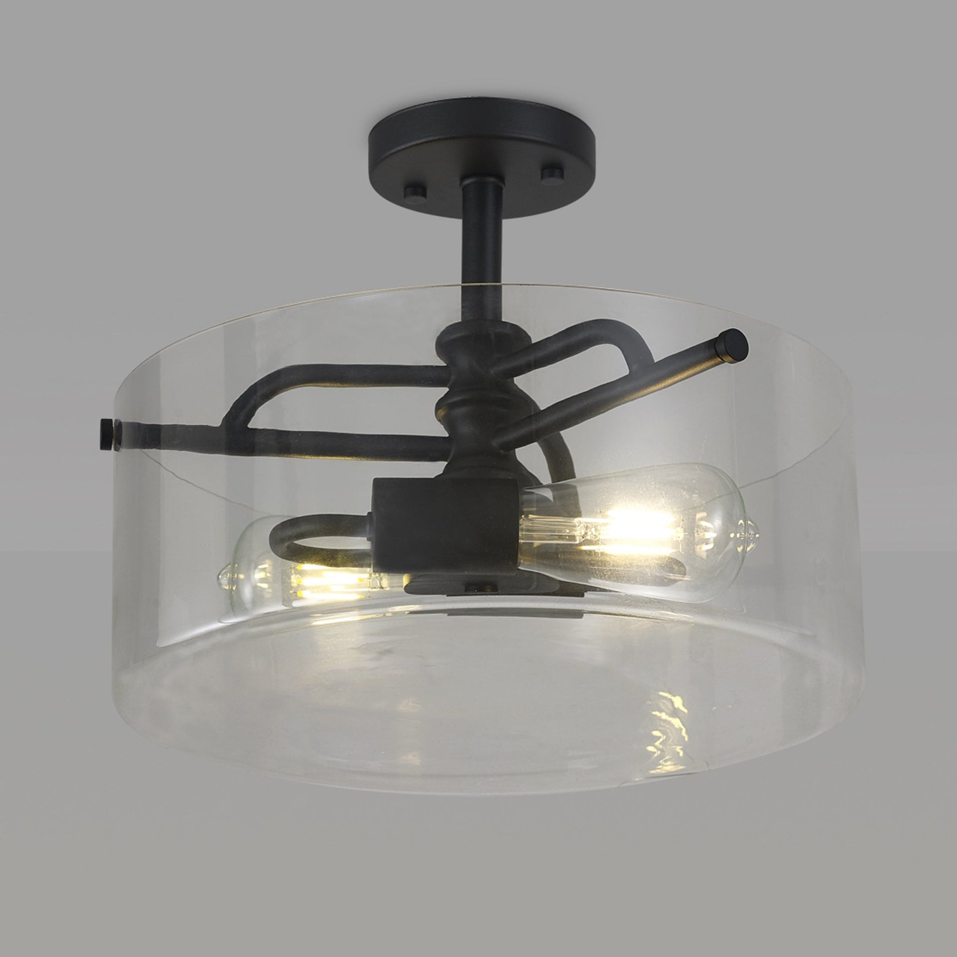 Halwell Semi Flush Ceiling Light Sand Clear Glass