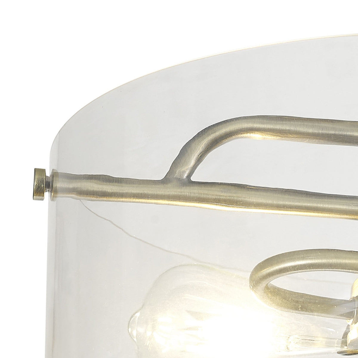 Halwell Semi Flush Ceiling Light in Antique Brass with Clear Glass