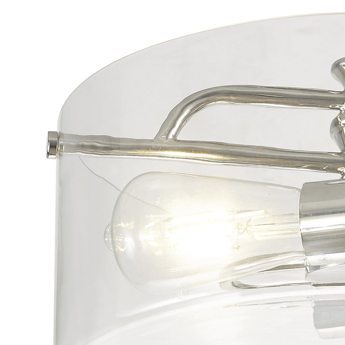 Halwell Semi Flush Ceiling Light in Polished Nickel with Clear Glass