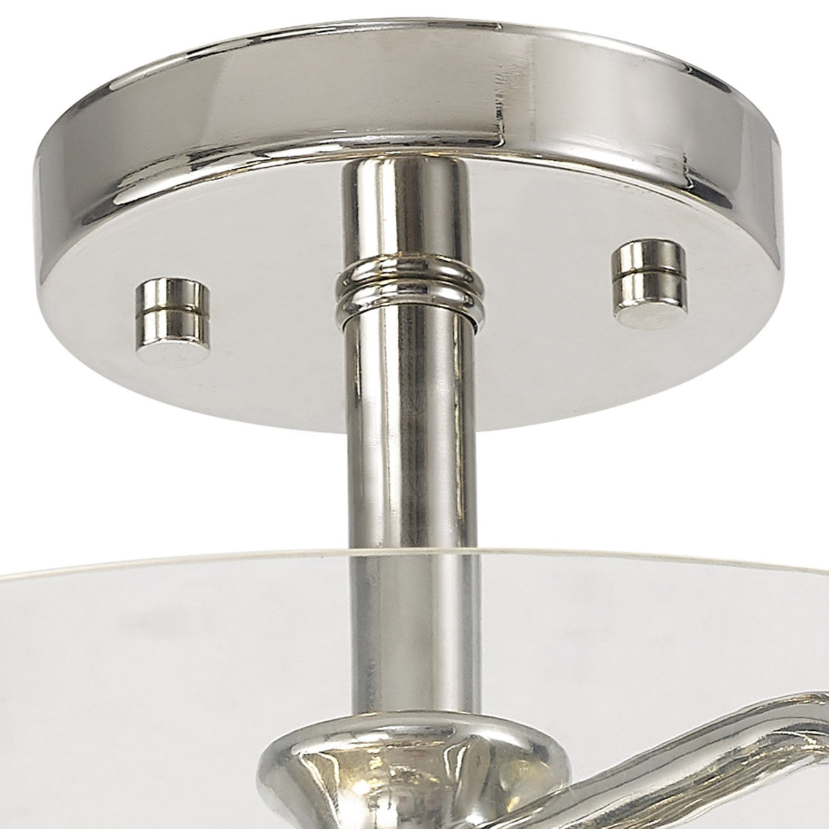 Halwell Semi Flush Ceiling Light in Polished Nickel with Clear Glass
