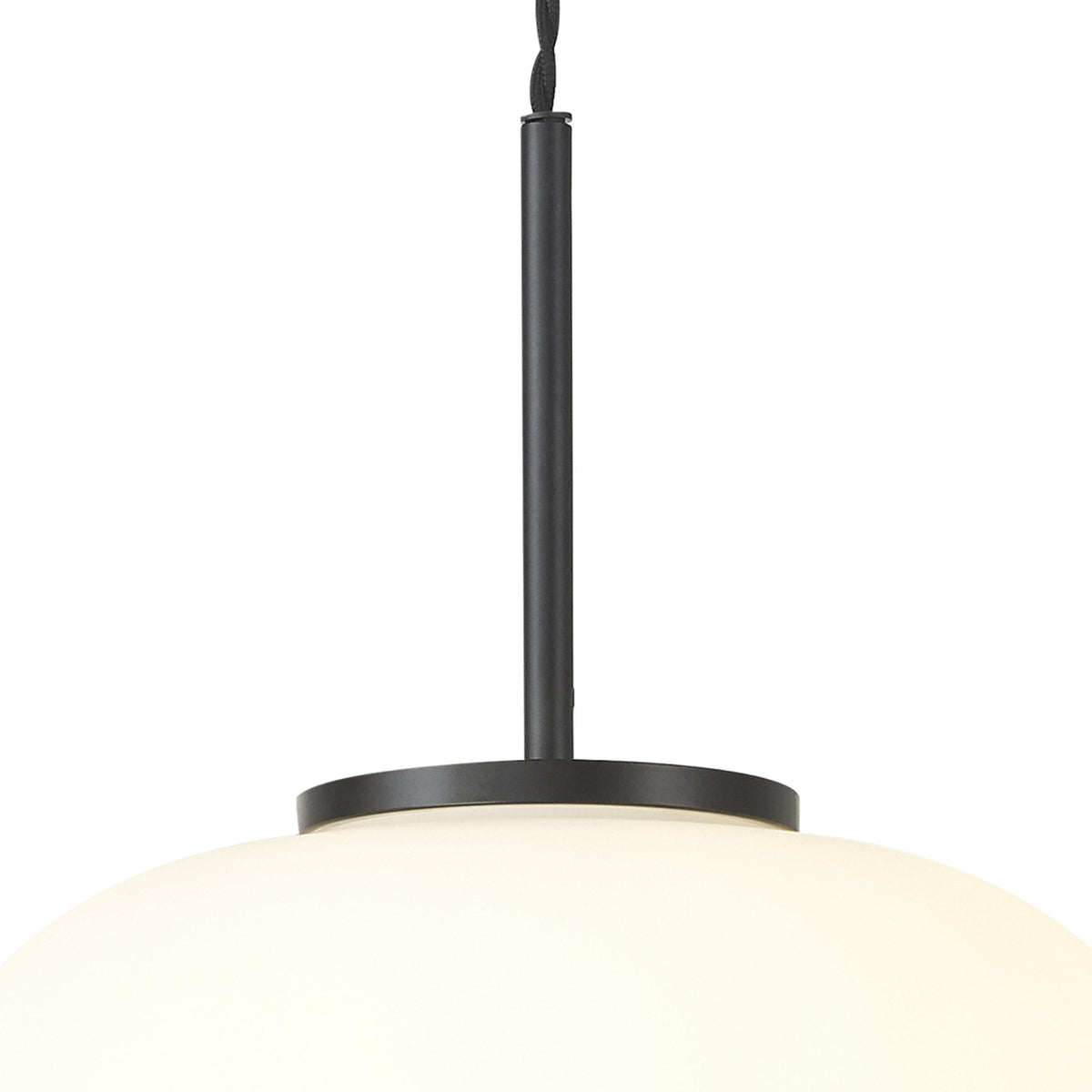 Milton Medium Oval Ball Pendant in Matt Black & Frosted White Shade