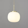 Milton Small Oval Ball Pendant in Satin Gold & Frosted White Shade