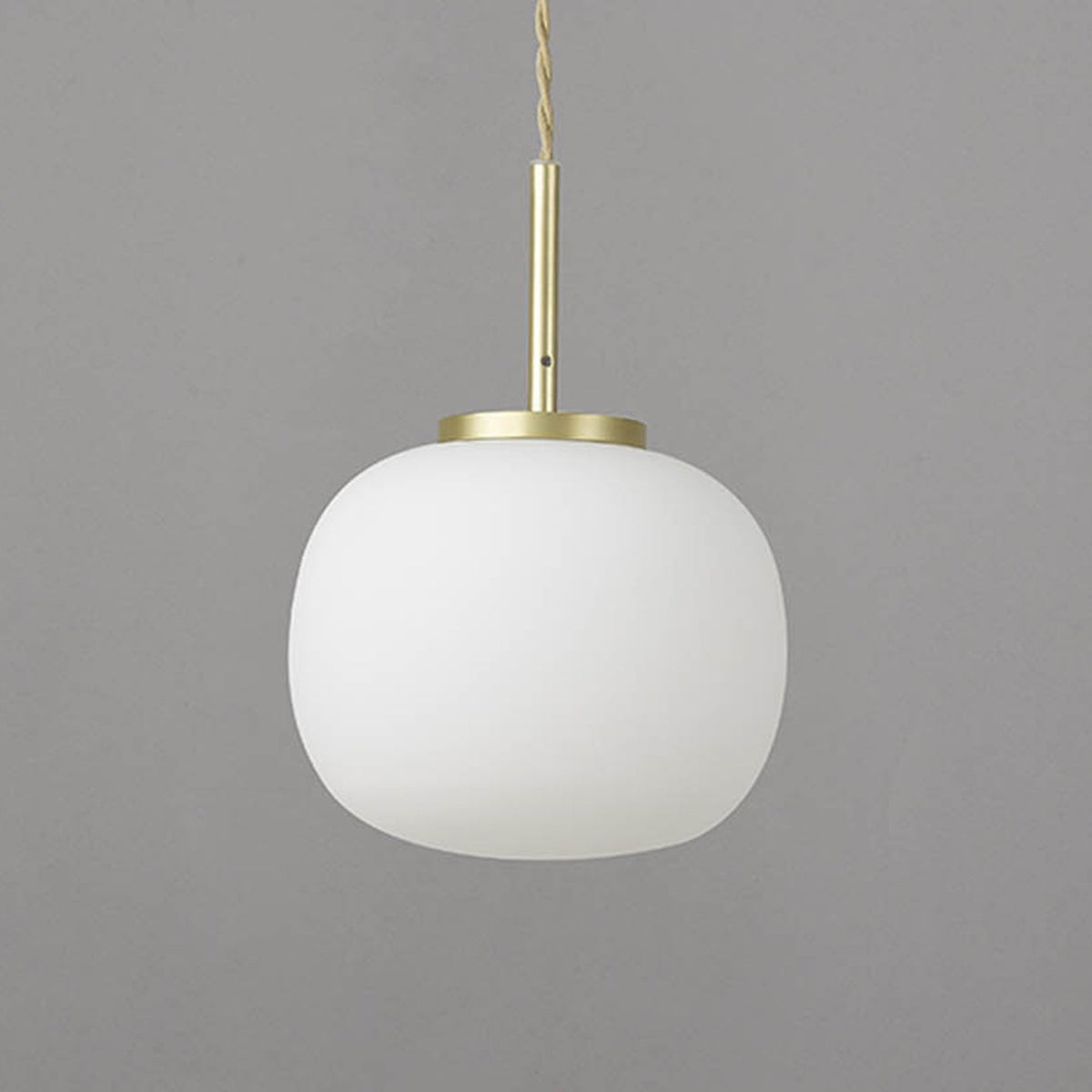 Milton Small Oval Ball Pendant in Satin Gold & Frosted White Shade