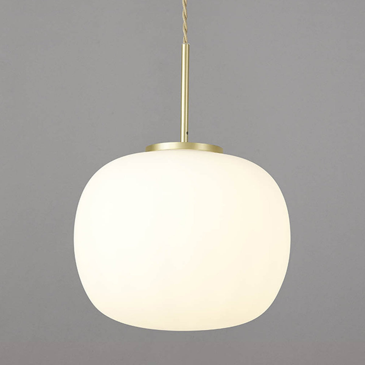 Milton Medium Oval Ball Pendant in Satin Gold & Frosted White Shade