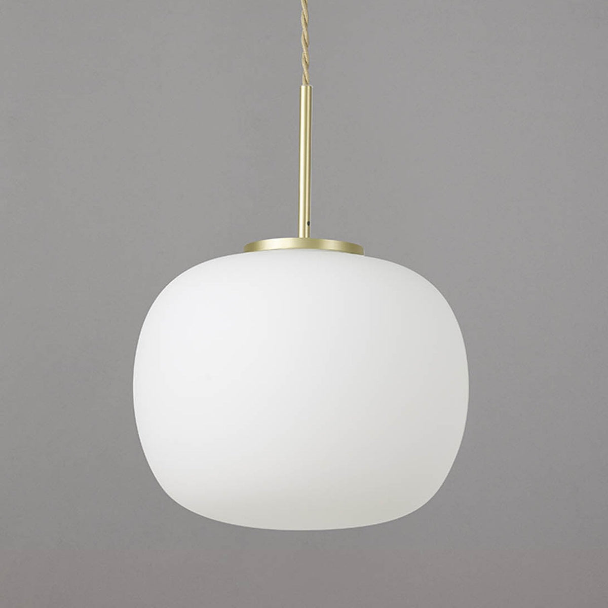 Milton Medium Oval Ball Pendant in Satin Gold & Frosted White Shade
