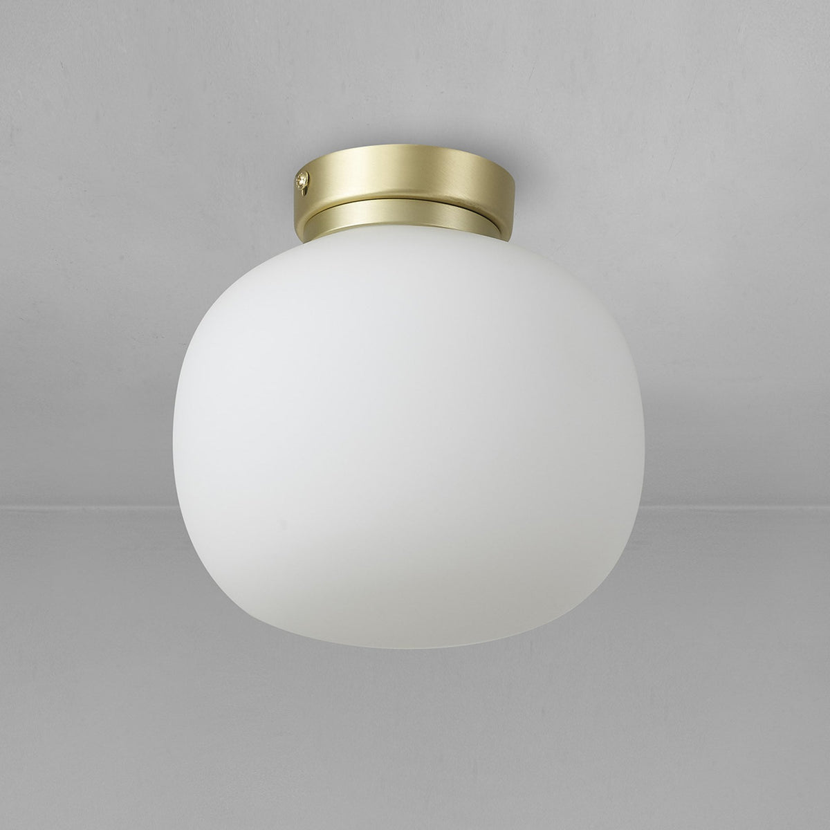 Milton Small Oval Ball Flush Ceiling Light in Satin Gold & Frosted White Shade