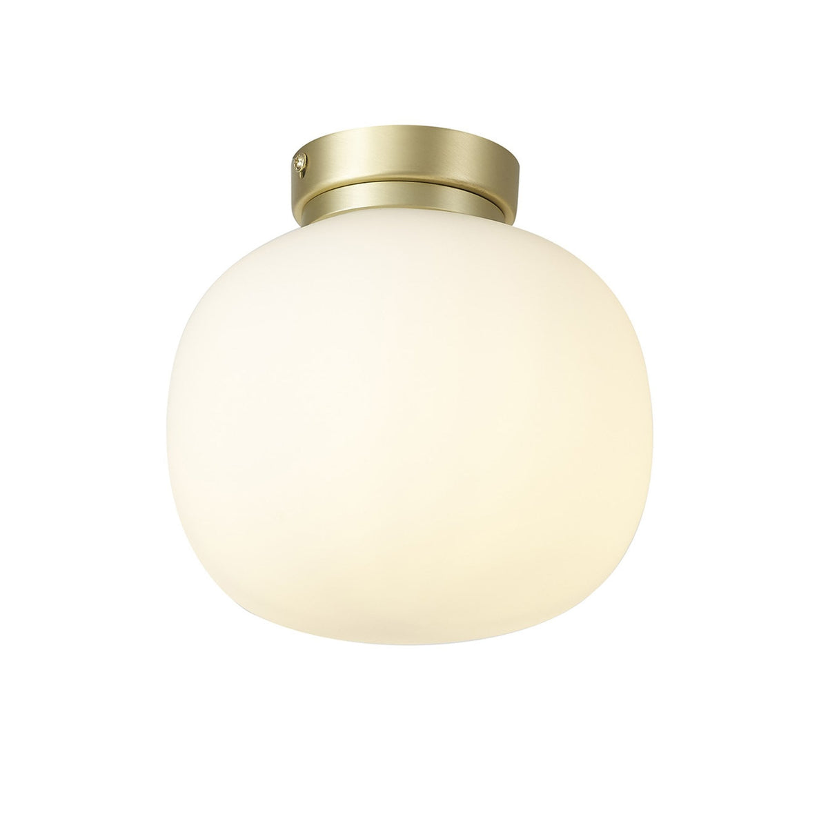 Milton Small Oval Ball Flush Ceiling Light in Satin Gold & Frosted White Shade