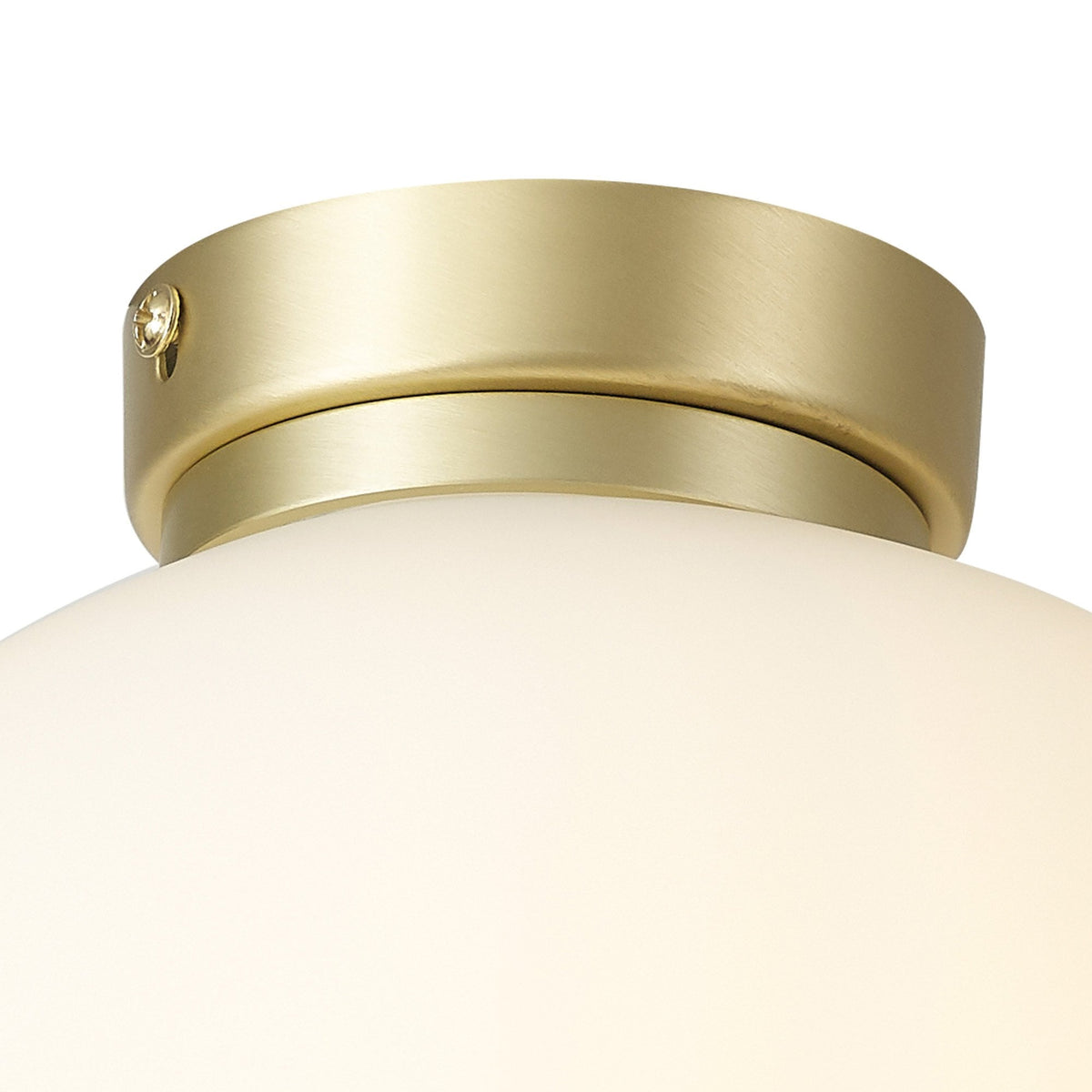 Milton Small Oval Ball Flush Ceiling Light in Satin Gold & Frosted White Shade