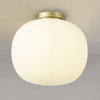 Milton Medium Oval Ball Flush Ceiling Light in Satin Gold & Frosted White Shade
