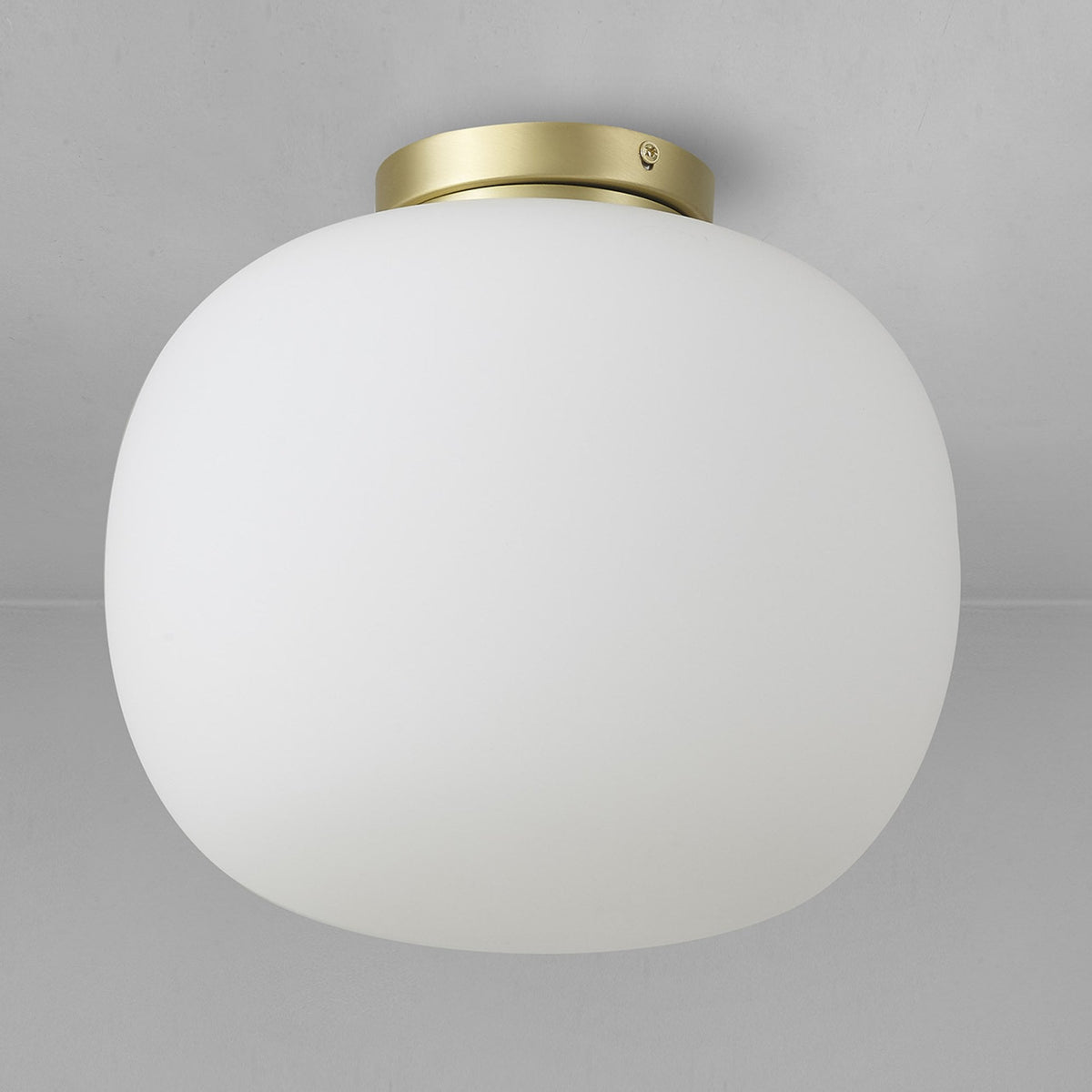Lumiere Milton Medium Oval Ball Flush Ceiling Light in Satin Gold & Frosted White Shade