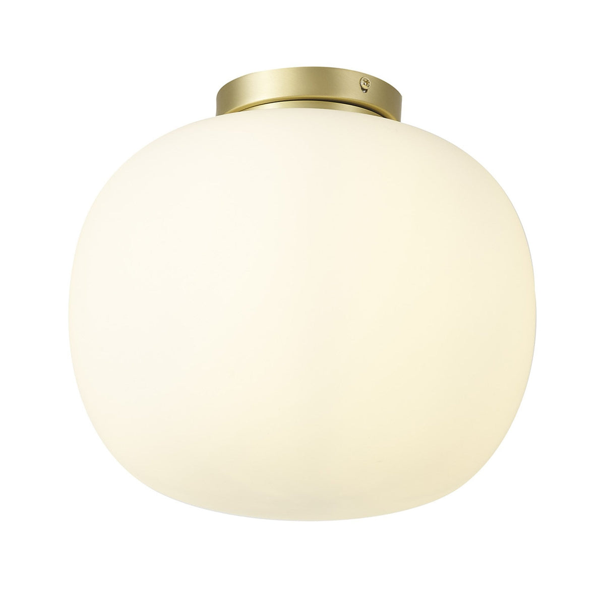 Lumiere Milton Medium Oval Ball Flush Ceiling Light in Satin Gold & Frosted White Shade
