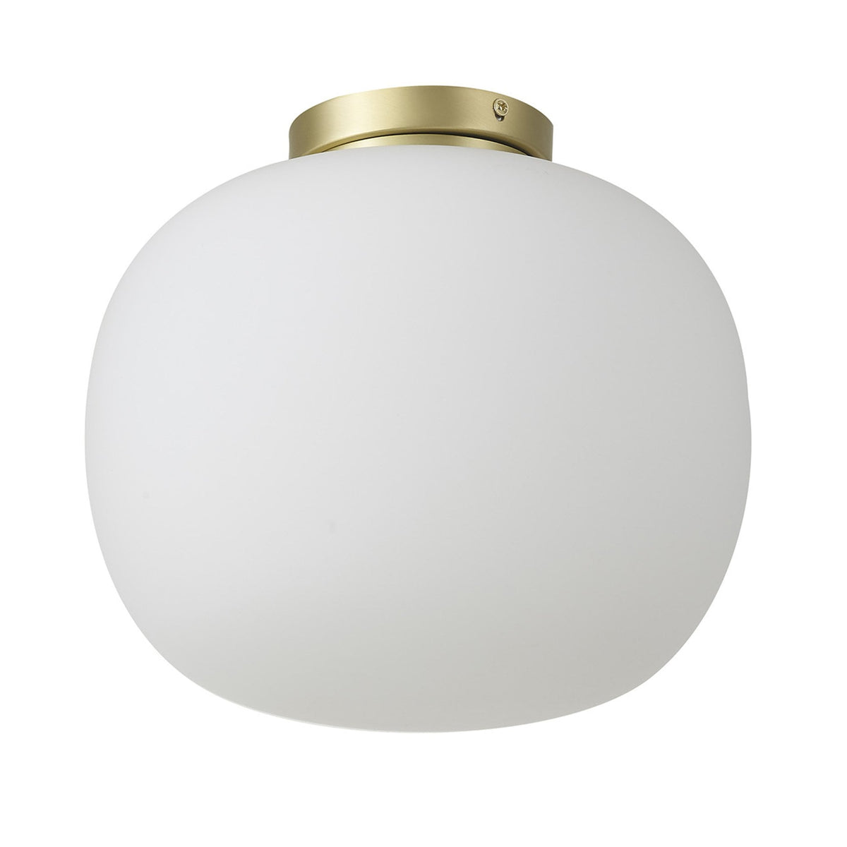 Milton Medium Oval Ball Flush Ceiling Light in Satin Gold & Frosted White Shade by Lumiere