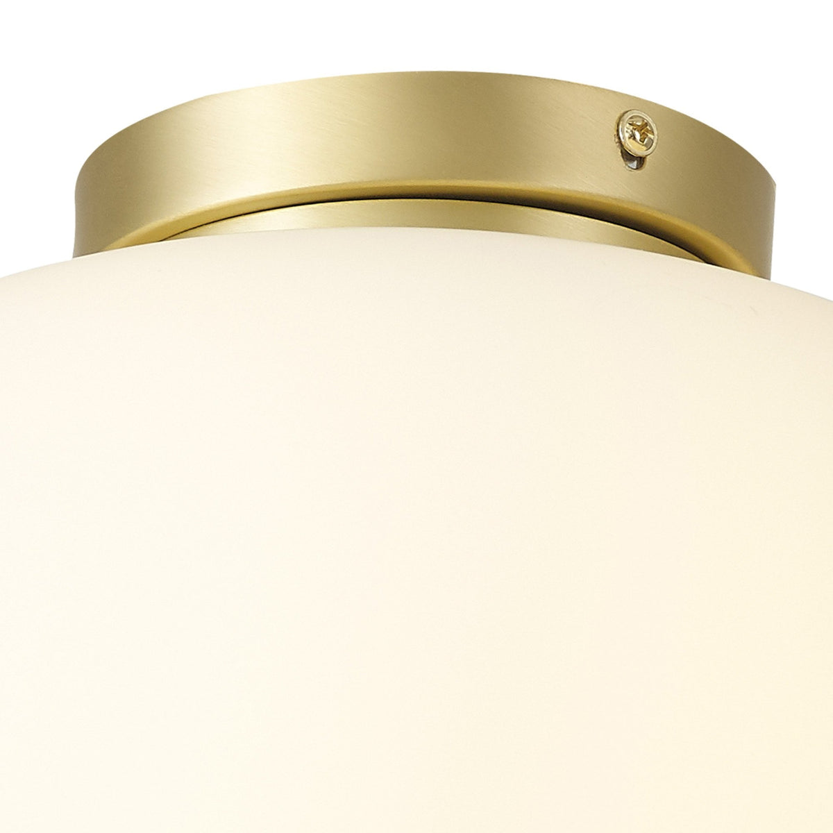Lumiere Milton Medium Oval Ball Flush Ceiling Light in Satin Gold & Frosted White Shade