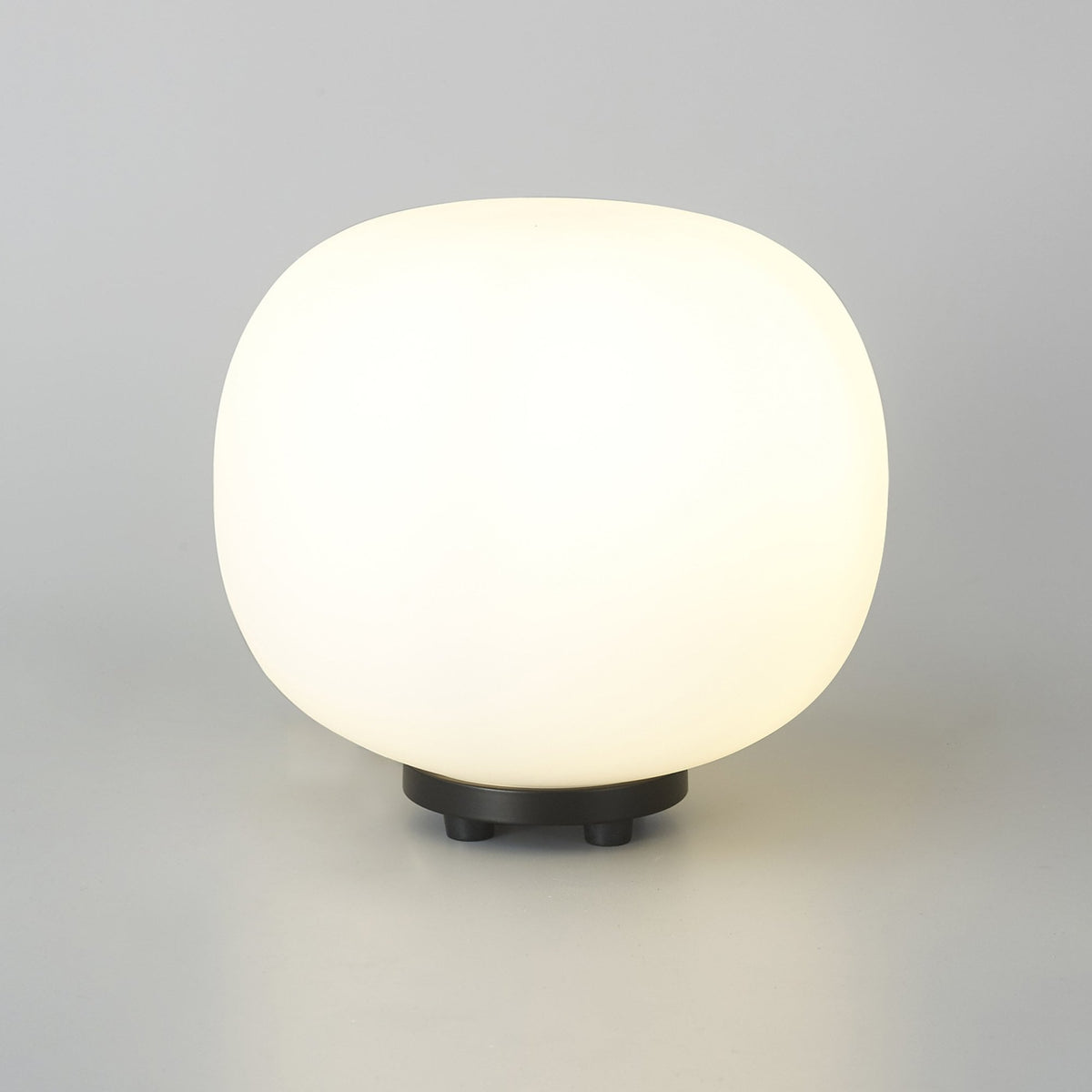 Milton Small Oval Ball Table Lamp in Matt Black & Frosted White Shade