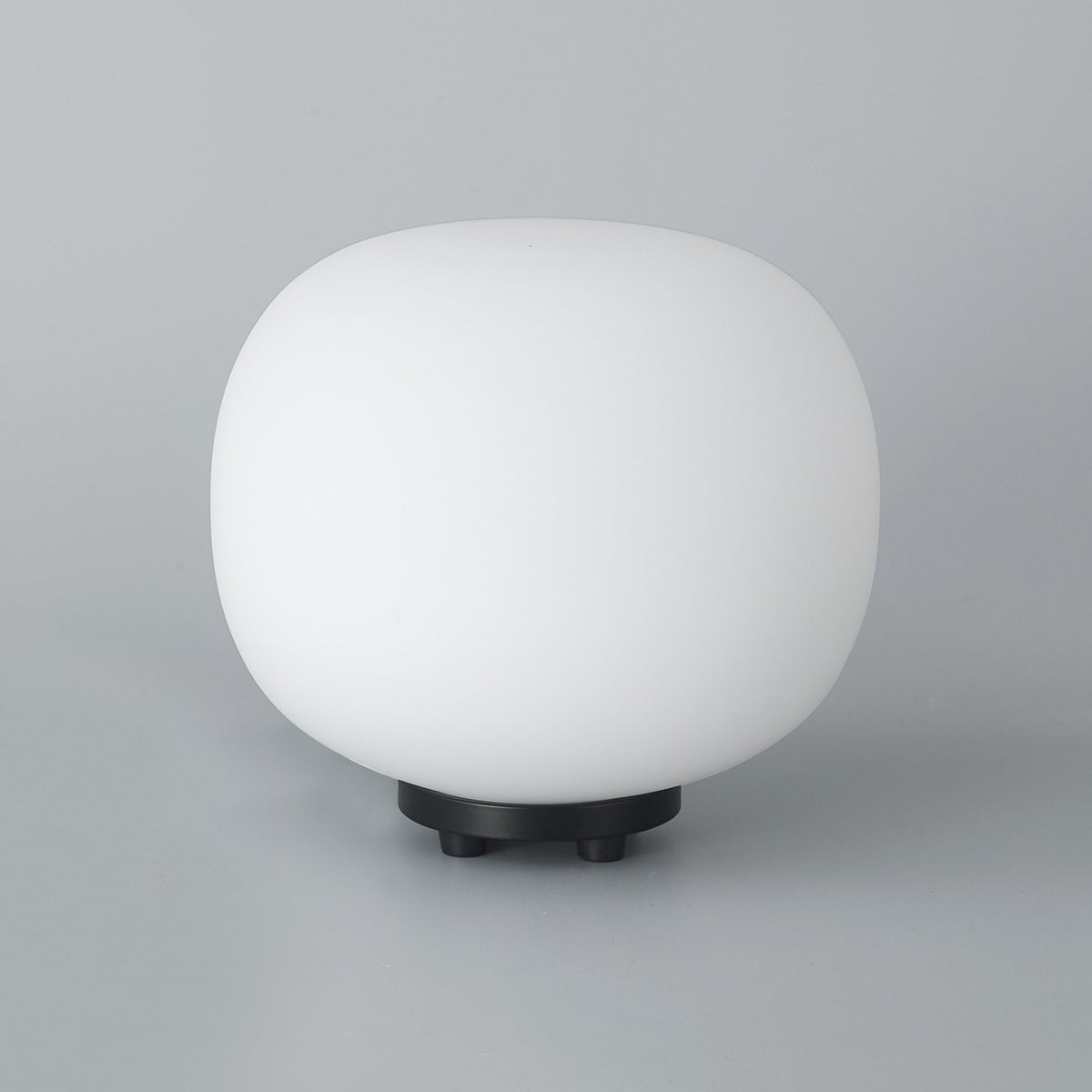 Milton Small Oval Ball Table Lamp in Matt Black & Frosted White Shade