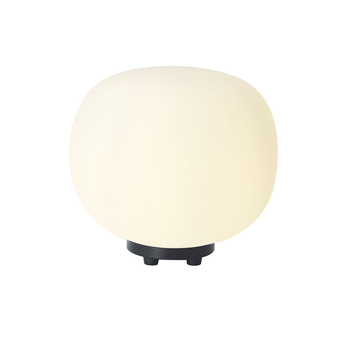 Milton Small Oval Ball Table Lamp in Matt Black & Frosted White Shade
