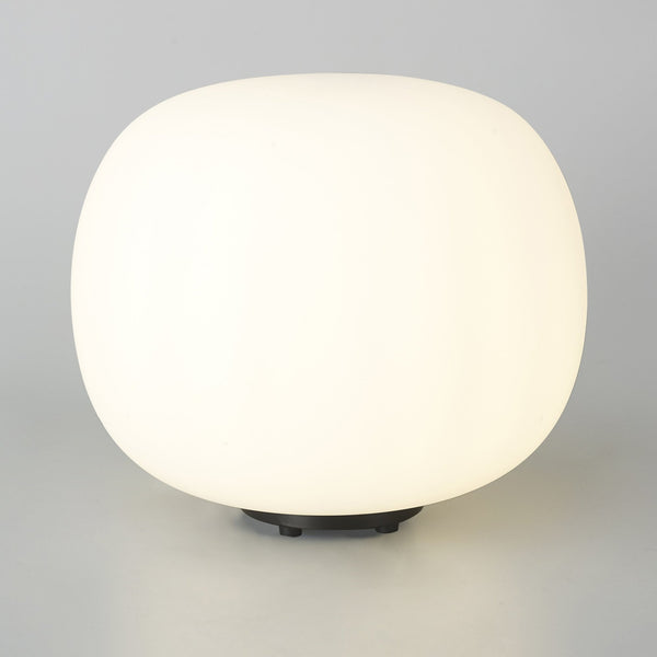 Milton Medium Oval Ball Table Lamp in Matt Black & Frosted White Shade