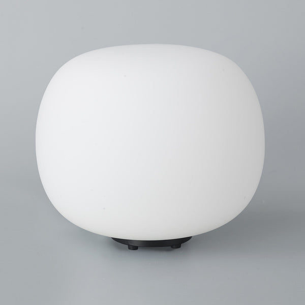 Milton Medium Oval Ball Table Lamp in Matt Black & Frosted White Shade