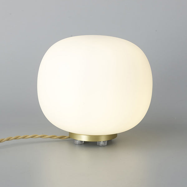 Milton Small Oval Ball Table Lamp in Satin Gold & Frosted White Shade