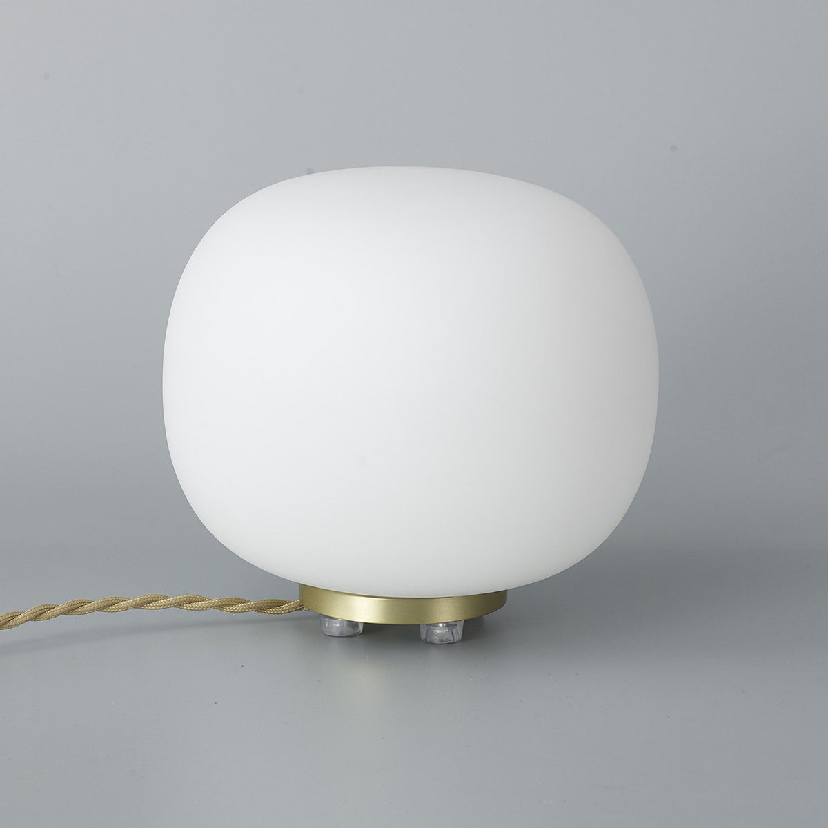 Milton Small Oval Ball Table Lamp by Lumiere in Satin Gold and Frosted White Shade