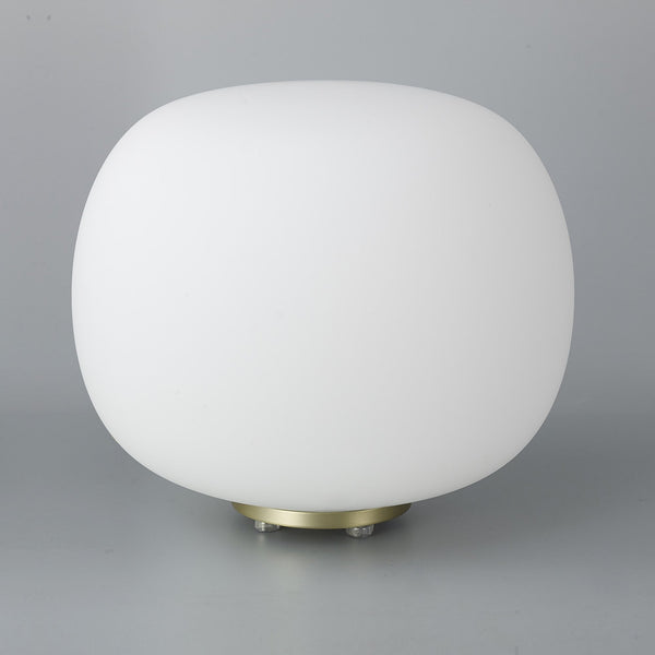Milton Medium Oval Ball Table Lamp in Satin Gold & Frosted White Shade