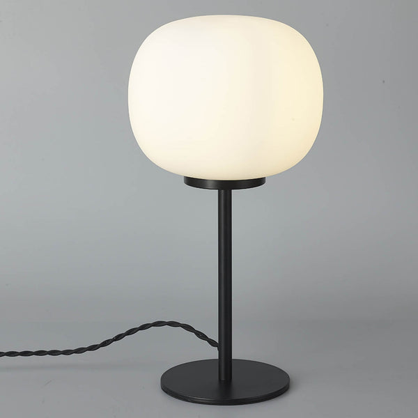 Milton Small Oval Ball Tall Table Lamp in Matt Black & Frosted White Shade