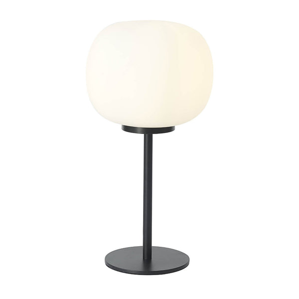 Milton Small Oval Ball Tall Table Lamp by Lumiere in Matt Black & Frosted White Shade