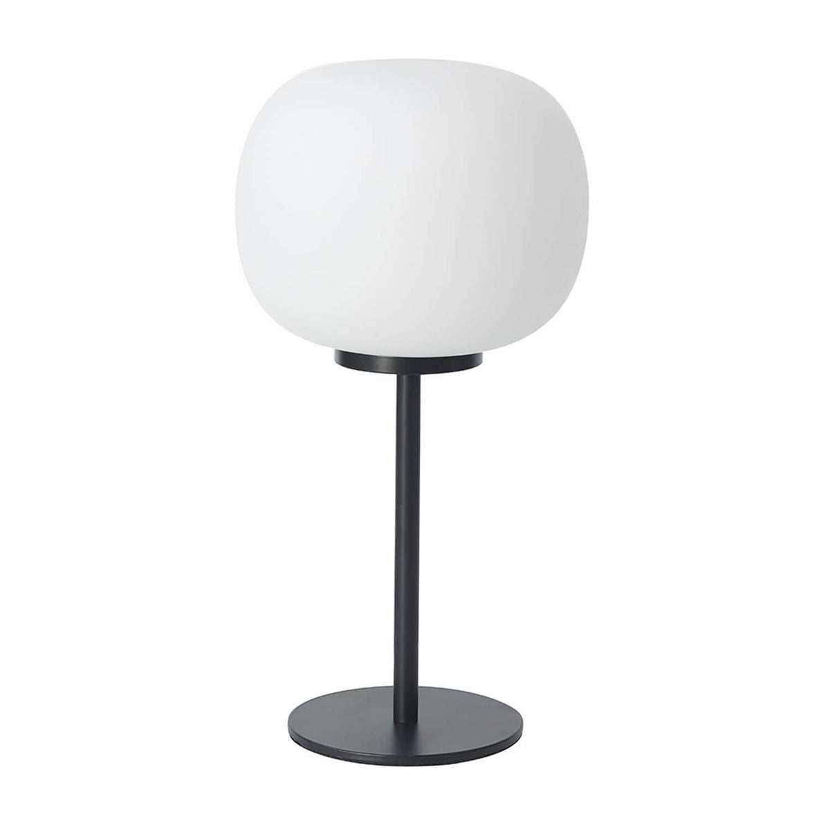 Milton Small Oval Ball Tall Table Lamp in Matt Black & Frosted White Shade