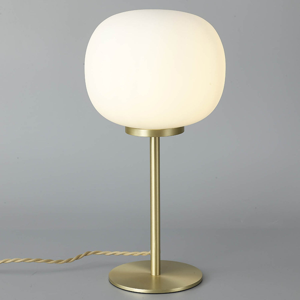 Milton Small Oval Ball Tall Table Lamp Satin Gold & Frosted Shade