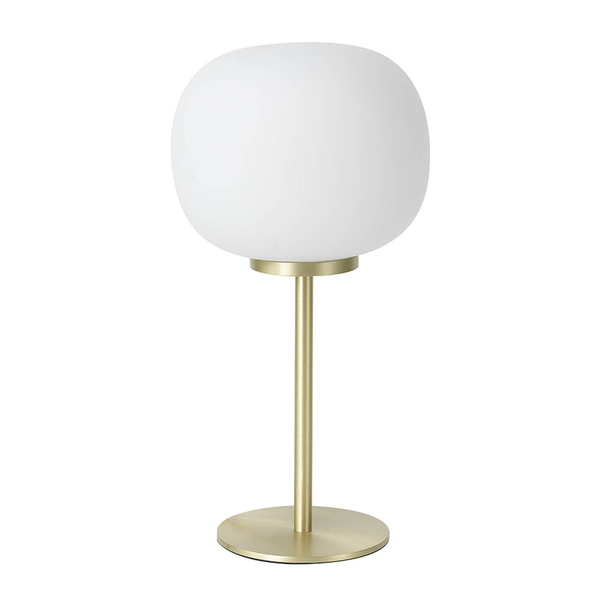 Milton Small Oval Ball Tall Table Lamp by Lumiere in Satin Gold and Frosted White Shade