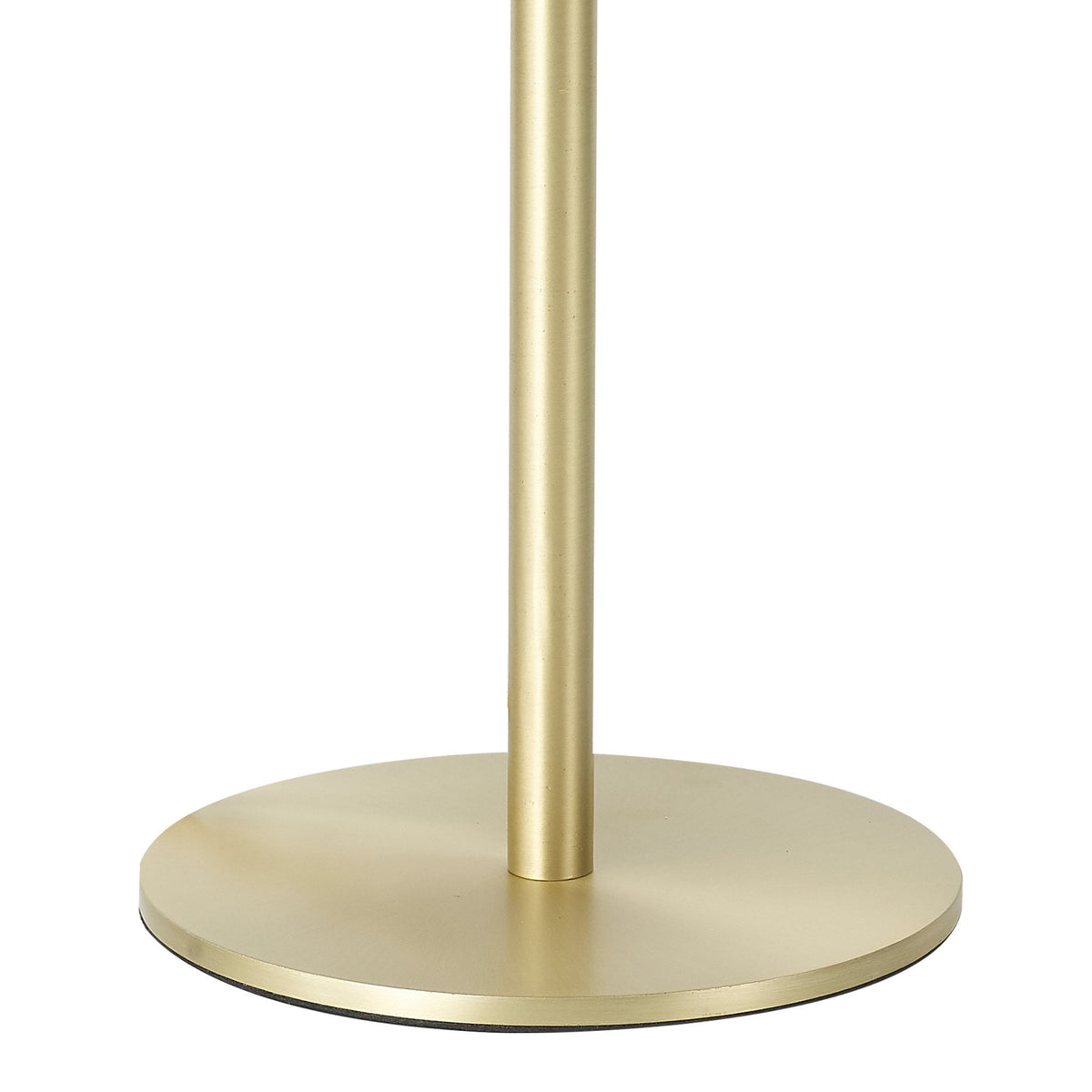 Milton Small Oval Ball Tall Table Lamp in Satin Gold & Frosted White Shade, close up of the base