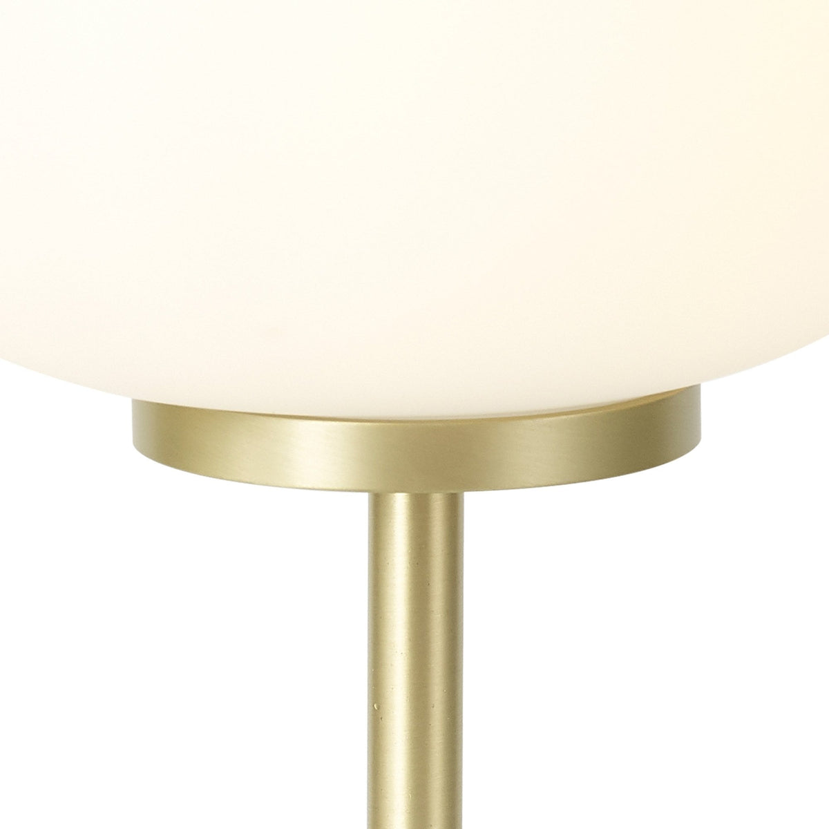 Milton Small Oval Ball Tall Table Lamp in Satin Gold & Frosted White Shade by Lumiere