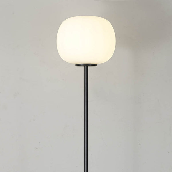 Milton Medium Oval Ball Floor Lamp in Matt Black & Frosted White Shade