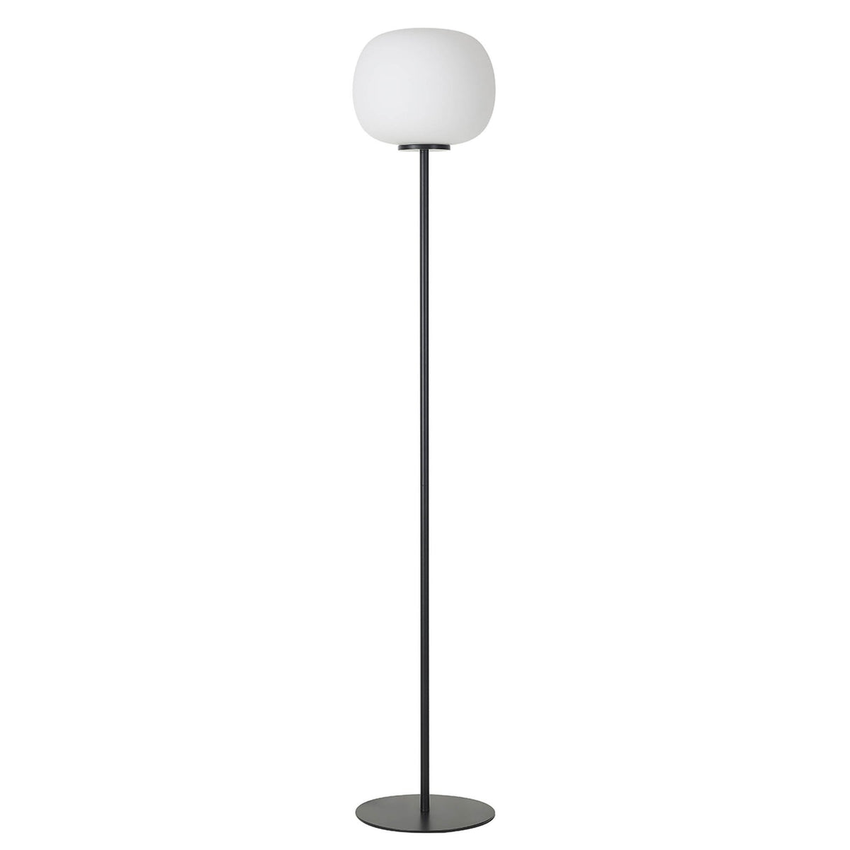 Milton Medium Oval Ball Floor Lamp in Matt Black & Frosted White Shade