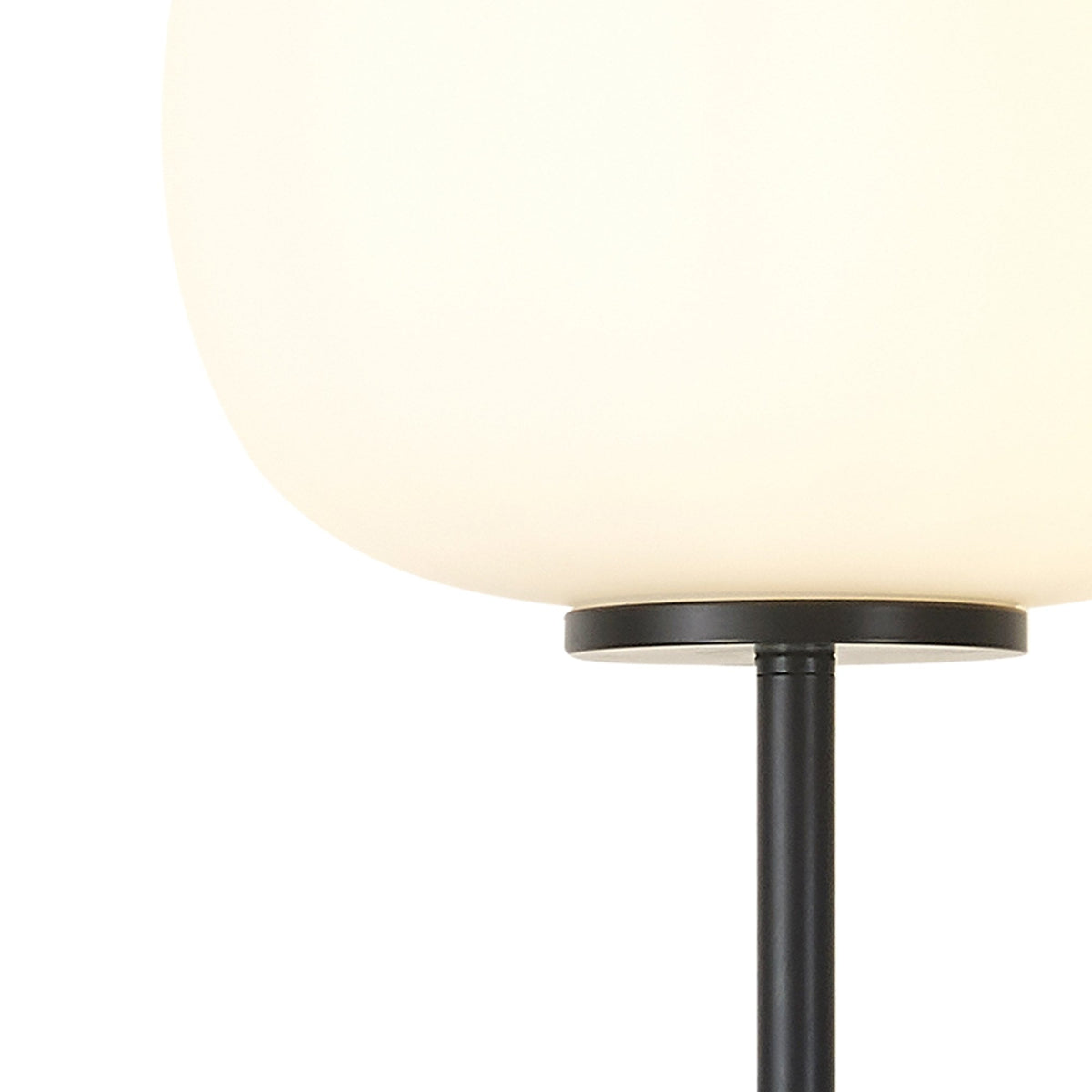 Milton Medium Oval Ball Floor Lamp in Matt Black & Frosted White Shade