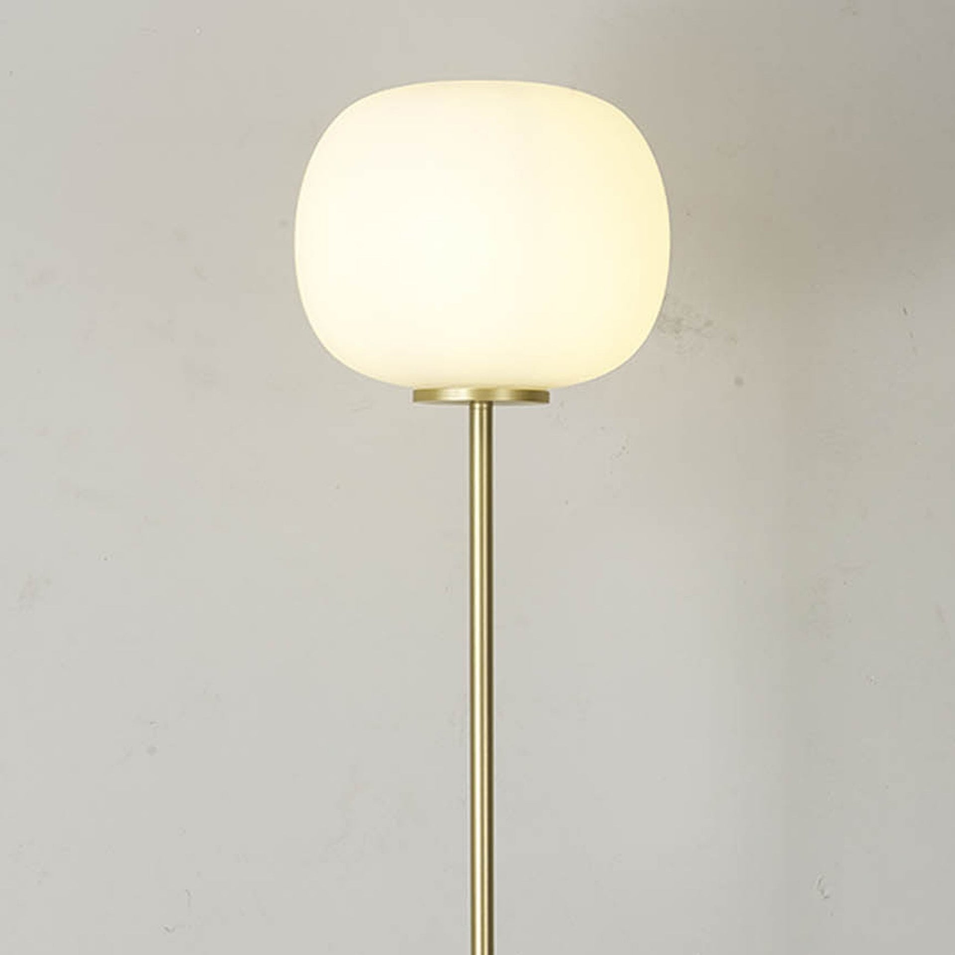 Milton Medium Oval Ball Floor Lamp Satin Gold & Frosted Shade
