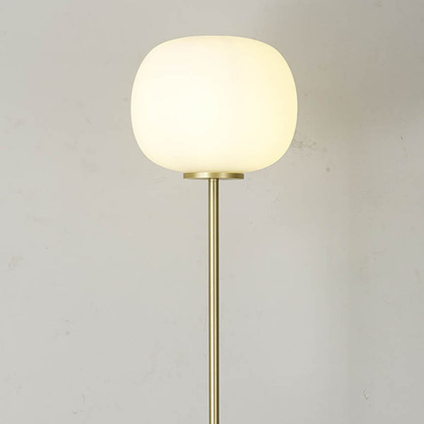 Milton Medium Oval Ball Floor Lamp in Satin Gold & Frosted White Shade